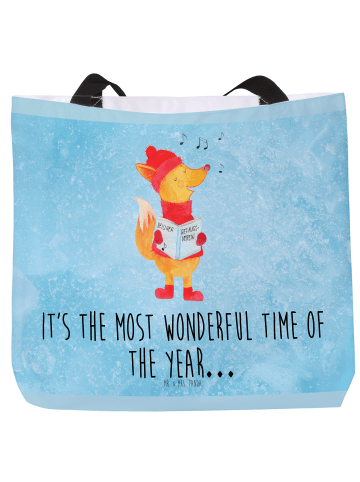 Mr. & Mrs. Panda Beutel Fuchs Sänger mit Spruch in Eisblau