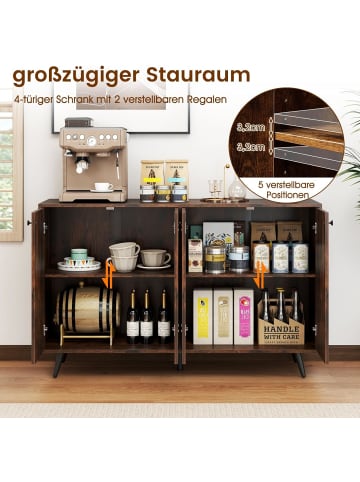 COSTWAY Sideboard 127,5 x 38 x 80 cm in Braun