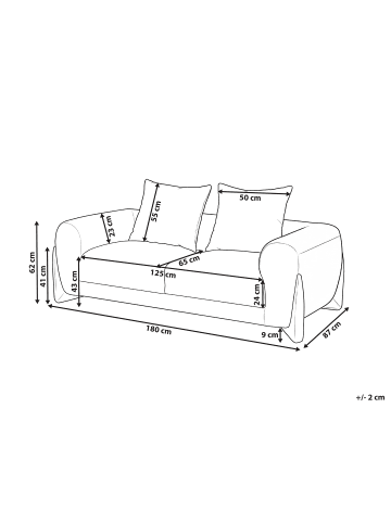 Beliani 2-Sitzer Sofa VINLIDEN in Schwarz/Braun - (W) 180 x (H) 62 x (L) 87 cm