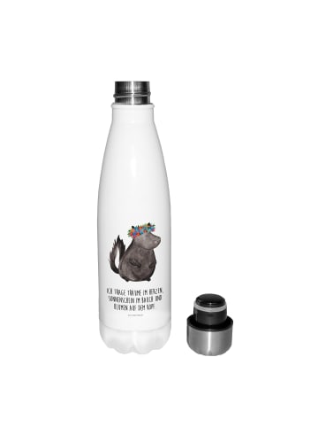 Mr. & Mrs. Panda Edelstahl Trinkflasche Stinktier  mit Sp... in Weiß