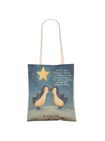 Mr. & Mrs. Panda Shopper Bag Pinguin Liebe Design mit Spruch in Weiß