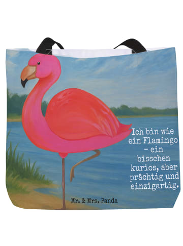 Mr. & Mrs. Panda Shopper Flamingo Classic Design mit Spruch in Weiß