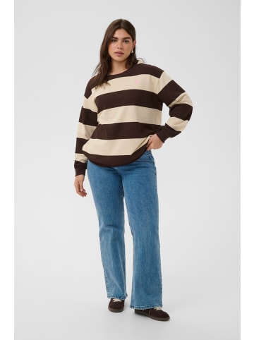 KAFFE curve Sweatshirt KCjomo Loose fit in Seal Brown/Turtledove Stripe