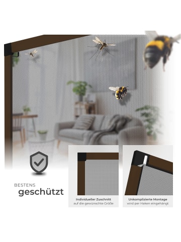 tectake Insektenschutzgitter für Fenster 100x120 cm zuschneidbar wetterfest