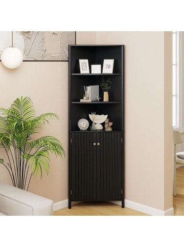 COSTWAY Küchenschrank schmal Eckschrank 172,5 cm hoch in Schwarz