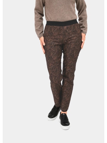 GOLDNER Kurzgröße:  Wendedruckhose Louisa Wendedruckhose Louisa in dunkeltaupe / geblümt