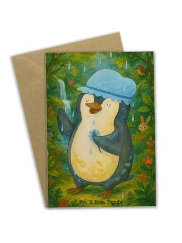 Mr. & Mrs. Panda Klappkarte Pinguin Duschen Design ohne Spruch in Weiß