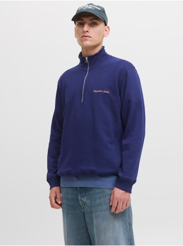 Jack & Jones Sweatshirt mit halbem Reißverschluss in Ocean Cavern