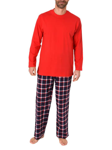 NORMANN Schlafanzug lang Pyjama FlanellHose Karo - 75023 in rot