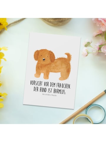 Mr. & Mrs. Panda Ansichtskarte Hund Flauschig mit Spruch in Weiß
