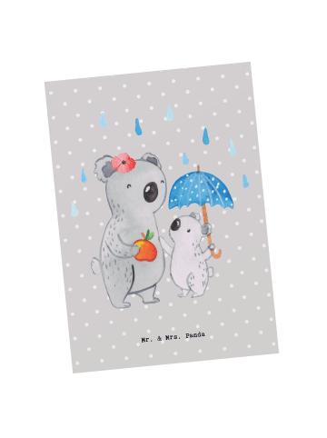 Mr. & Mrs. Panda Postkarte Tagesmutter Herz ohne Spruch in Grau Pastell