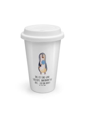 Mr. & Mrs. Panda Kaffeebecher Pinguin Lolli mit Spruch in Weiß