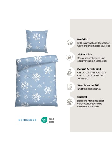 Schiesser Feinbiber-Bettwäsche-Set Skadi in Blau