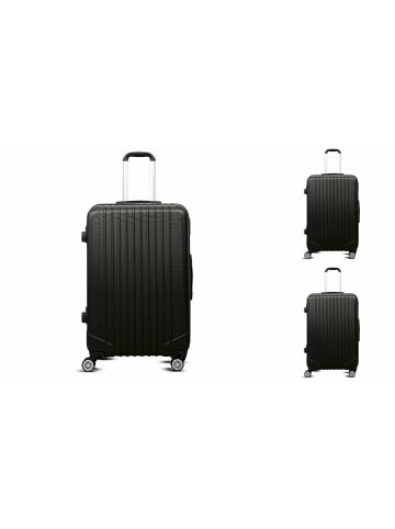 Hoffmanns 3-tlg "Travel" ABS Hartschalenkofferset Trolley Zahlenschloss in Schwarz