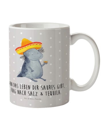 Mr. & Mrs. Panda Kindertasse Axolotl Tequila mit Spruch in Grau Pastell