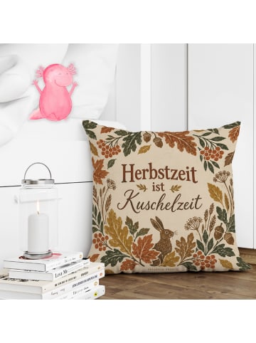 Mr. & Mrs. Panda Deko Kissen Herbstbotaniken handgedruckt Design... in Weiß