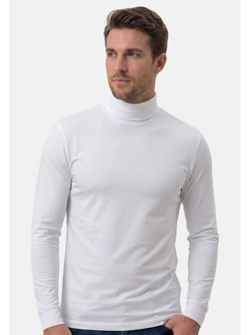 Ragman Rollkragenshirt Basic in Weiß / schwarz