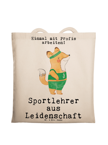 Mr. & Mrs. Panda Tragetasche Sportlehrer Leidenschaft mit Spruch in Creme