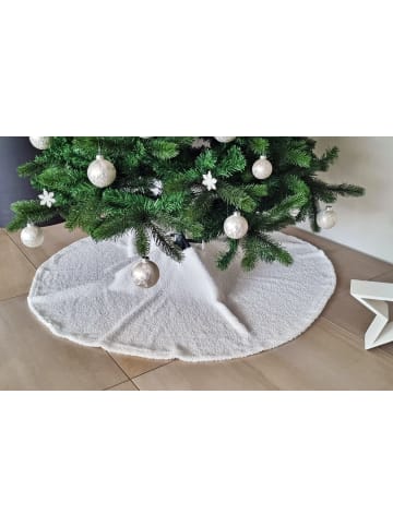 JACK Christbaumdecke Rund Ø 120cm Weihnachtsbaumdecke in Teddy Weiß