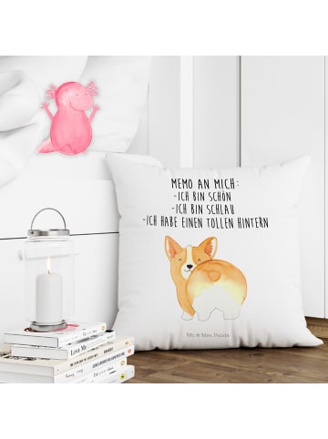 Mr. & Mrs. Panda Sofa Kissen Corgi Po mit Spruch in Weiß