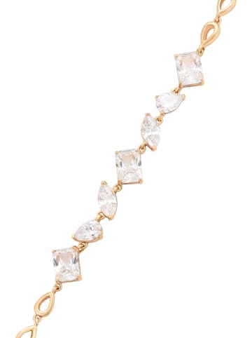 faina Women Crystal-Studded Link Bracelet in Rose Gold White
