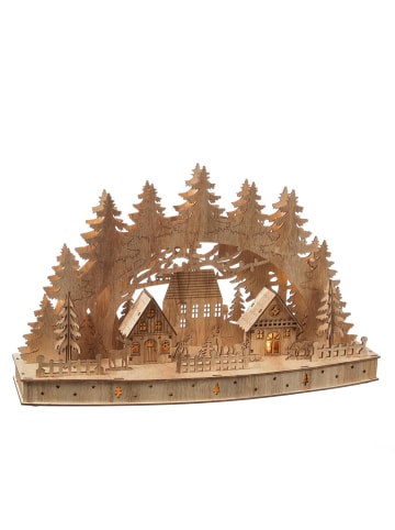 MARELIDA LED Schwibbogen Weihnachtsdorf Lichterbogen H: 26,5cm in braun