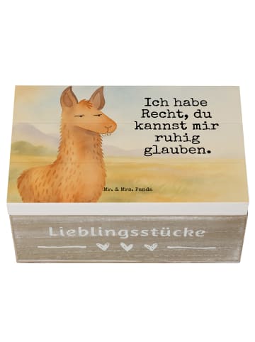 Mr. & Mrs. Panda Truhe Lamakopf Genervt Design mit Spruch in Weiß