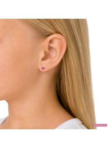 Prinzessin Lillifee Ohrstecker Silber 925, rhodiniert in pink