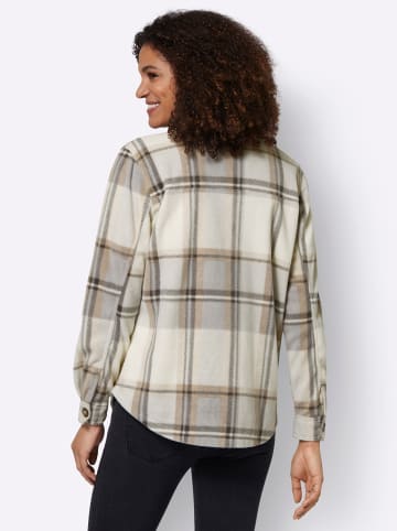 WITT WEIDEN Fleece-Bluse in champagner-steingrau-kariert