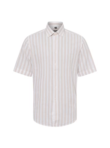 Nils Sundström Freizeithemd mit Leinen-Anteil in beige weiß - 0006