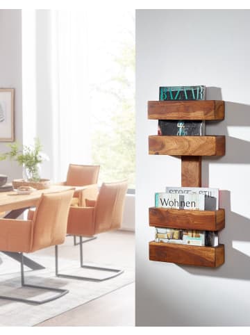 KADIMA DESIGN Zeitungsständer MUMBAI Massivholz 2 Ablagefächer in Massivholz