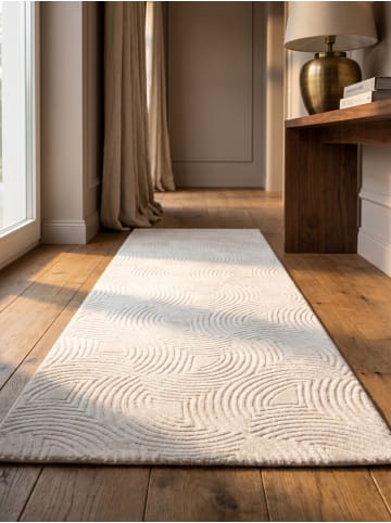 KADIMA DESIGN Teppich Kurzflor Waschbar 3D ILLER Strapazierfähig OEKO-TEX in Creme