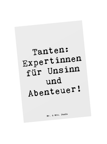 Mr. & Mrs. Panda Ansichtskarte Spruch Tante Abenteuer mit Spruch in Weiß