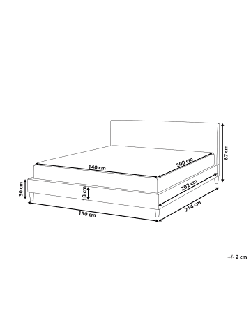 Beliani Doppelbett FITOU in Schwarz/Braun - (W) 150 x (H) 87 x (L) 214 cm