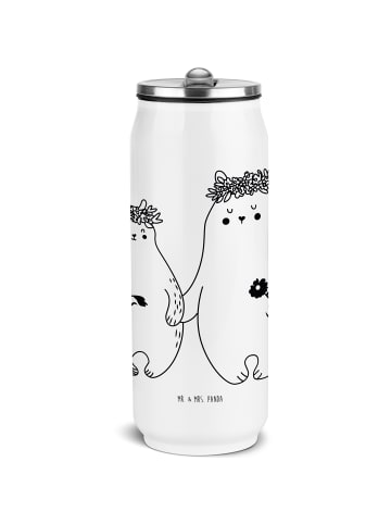 Mr. & Mrs. Panda Trinkflasche Bären mit Blumenkranz ohne Spruch in Weiß
