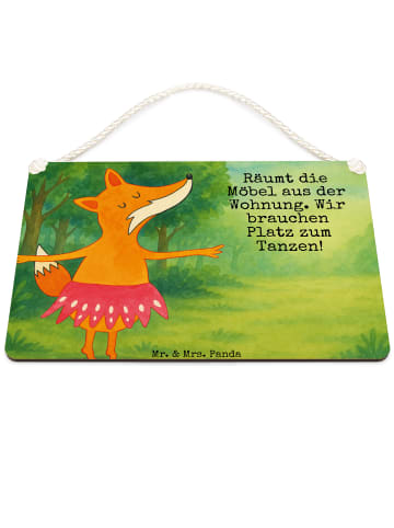 Mr. & Mrs. Panda Schild Fuchs Ballerina Design mit Spruch in Weiß