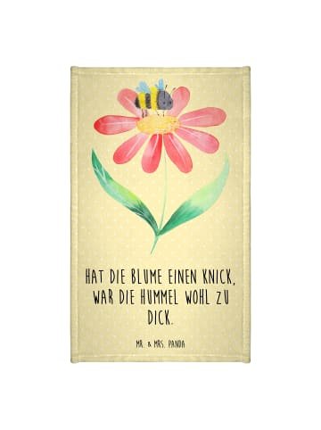 Mr. & Mrs. Panda Gästehandtuch Hummel Blume mit Spruch in Gelb Pastell