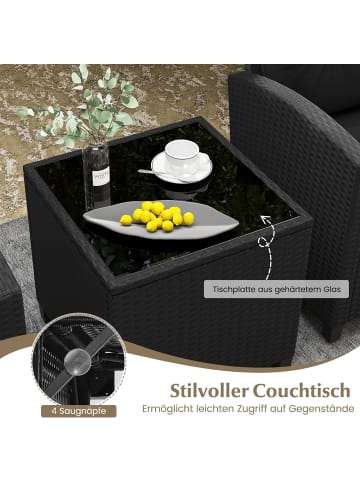 COSTWAY 3-tlg. Rattan Gartenmöbel Set in Schwarz