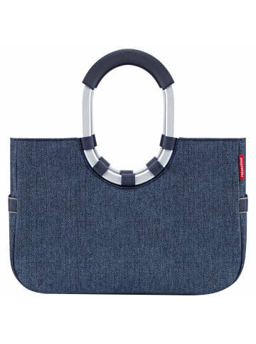 Reisenthel loopshopper M / Shopper 40 cm (frame raffia black) in herringbone dark blue