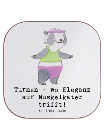 Mr. & Mrs. Panda Holzuntersetzer Turnen Eleganz mit Spruch in Weiß