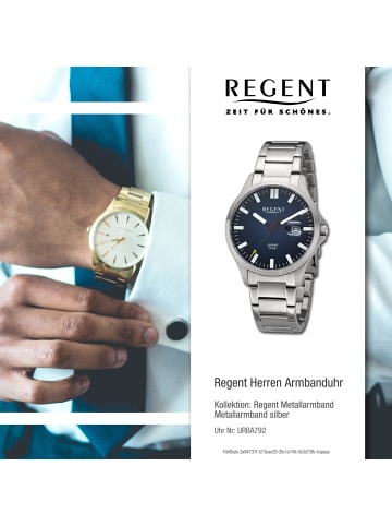 Regent Armbanduhr-Analog silber groß (ca. 40mm) Regent Metallarmband