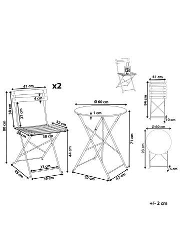 Beliani 3-tlg Bistro Set FIORI in Rot