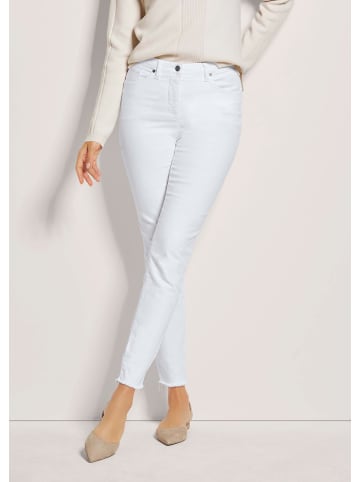 MADELEINE Mid Waist Skinny-Hose mit Fransen in wollweiß