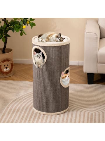 COSTWAY Kratztonne Ø 36 cm 70 cm hoch in Grau