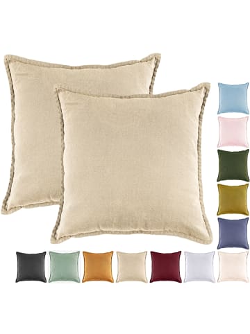 JACK 2er Set Kissenhülle 45x45cm Baumwolle Einfarbig in Taupe