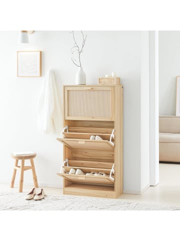 SoBuy Schuhkipper in Natur - (B)60 x (H)118 x (T)24cm