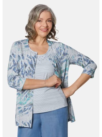GOLDNER Druckshirt-Set Set aus Shirtjacke und Top in bleu / natur / gemustert