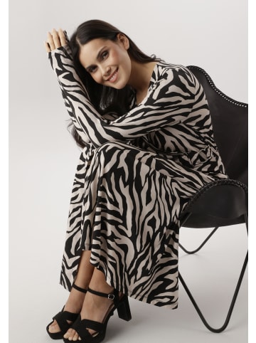 Aniston SELECTED Jerseykleid in schwarz-beige