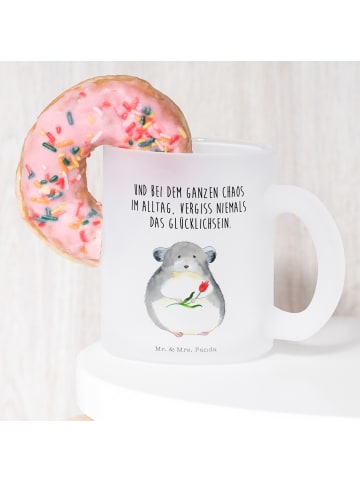 Mr. & Mrs. Panda Becher Chinchilla Blume mit Spruch in Transparent
