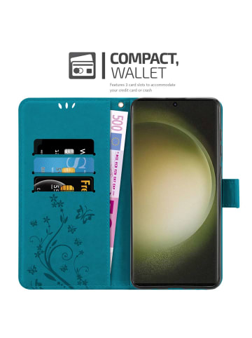 cadorabo Hülle für Samsung Galaxy S23 ULTRA Blumen Design in FLORAL BLAU